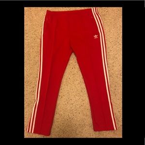 Adidas red track pants